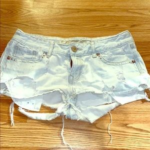 Express distressed denim short shorts